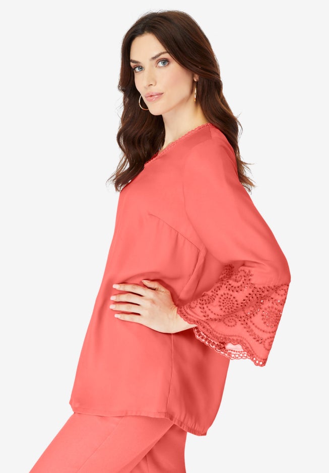 Eyelet Georgette Tunic image number 2