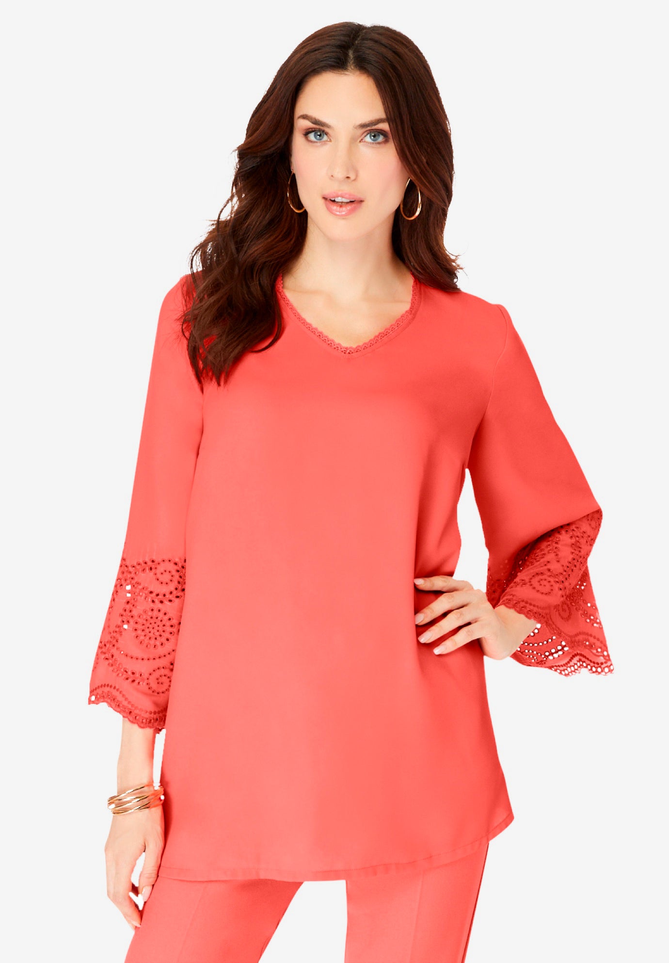 Eyelet Georgette Tunic image number 0