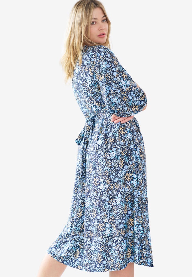 Surplice Tie Back Midi Dress image number 1