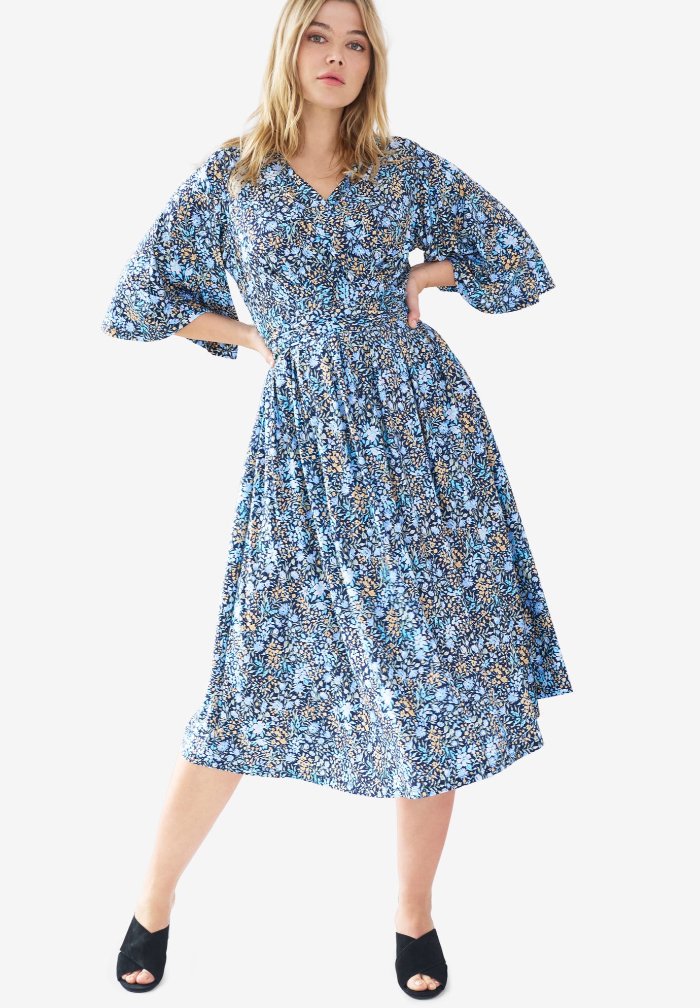 Surplice Tie Back Midi Dress image number 0