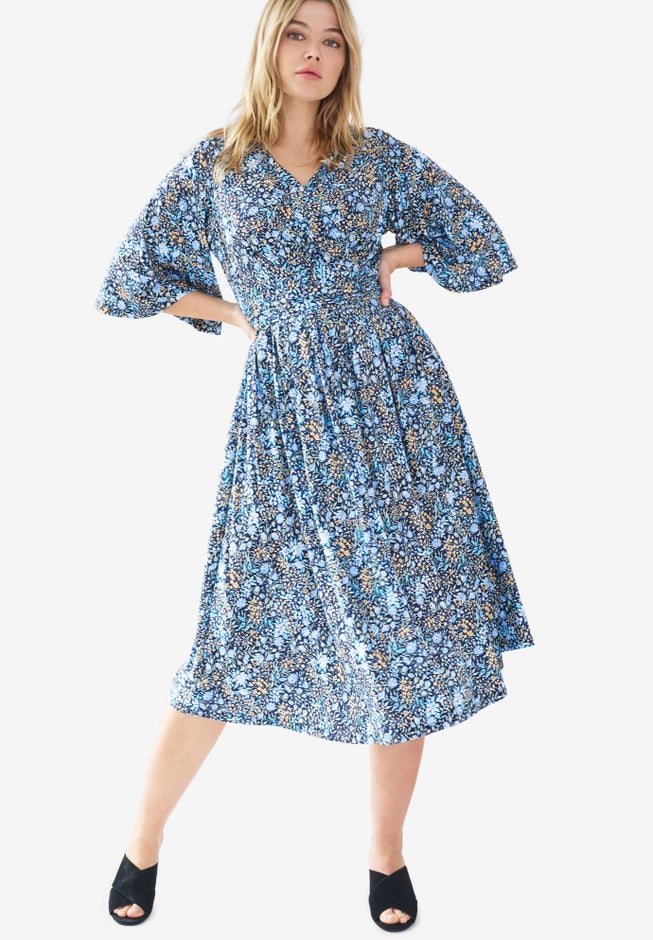 Surplice Tie Back Midi Dress image number 0