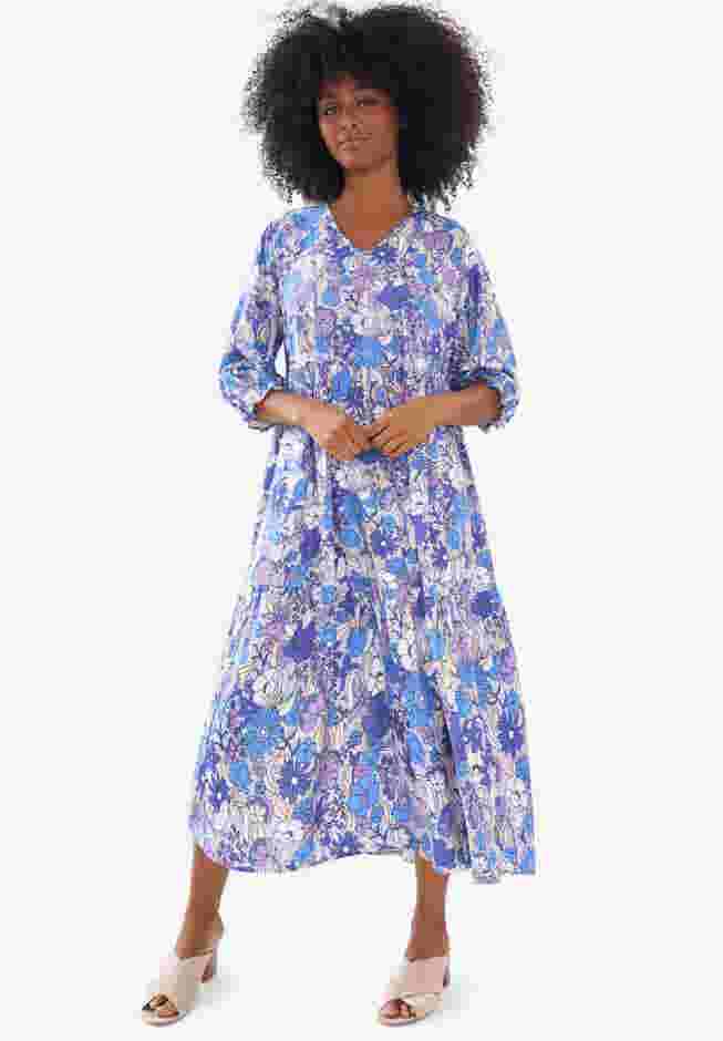 V-Neck Tiered Midi Dress image number 0