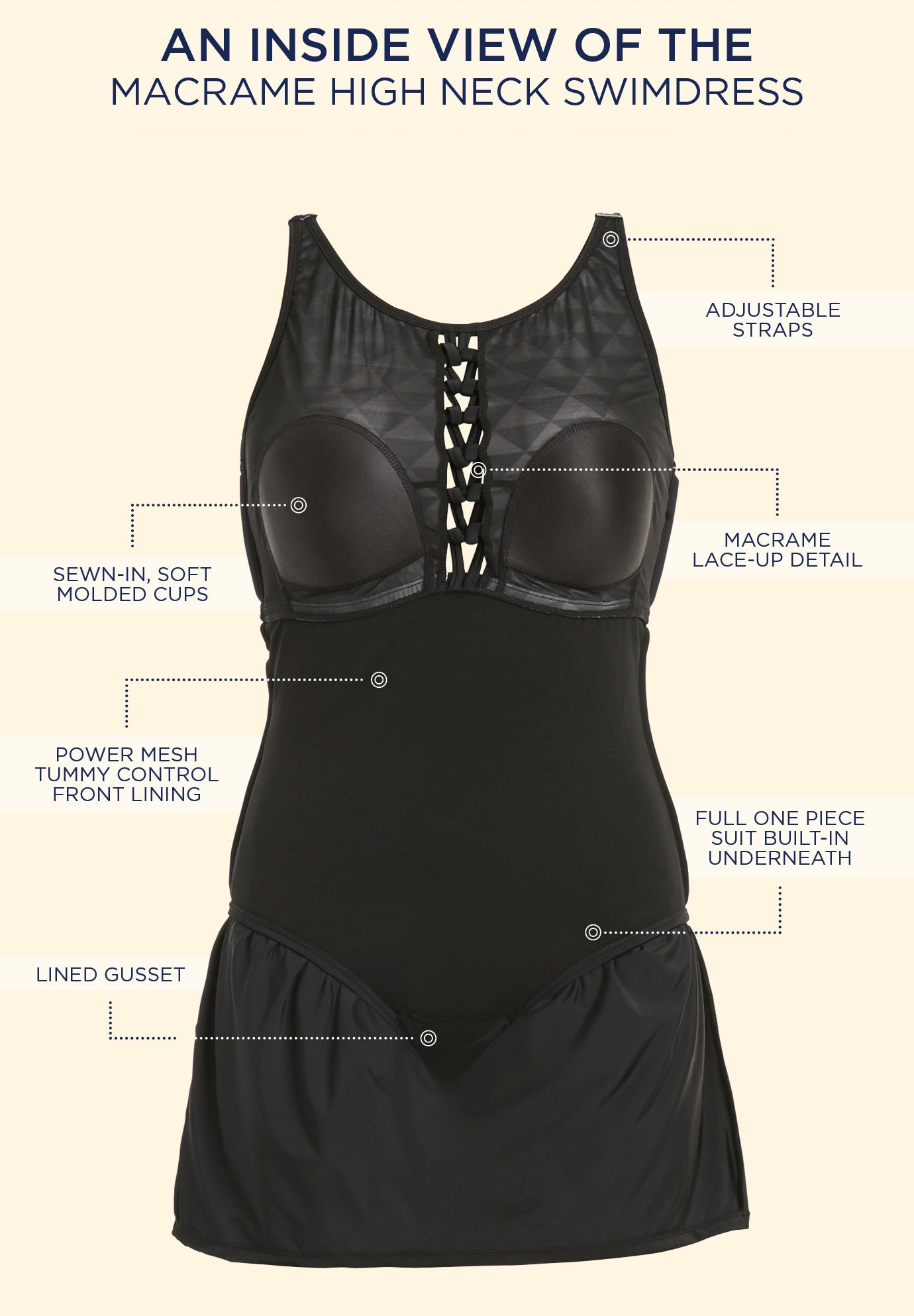 Macrame High Neck Swimdress image number 4