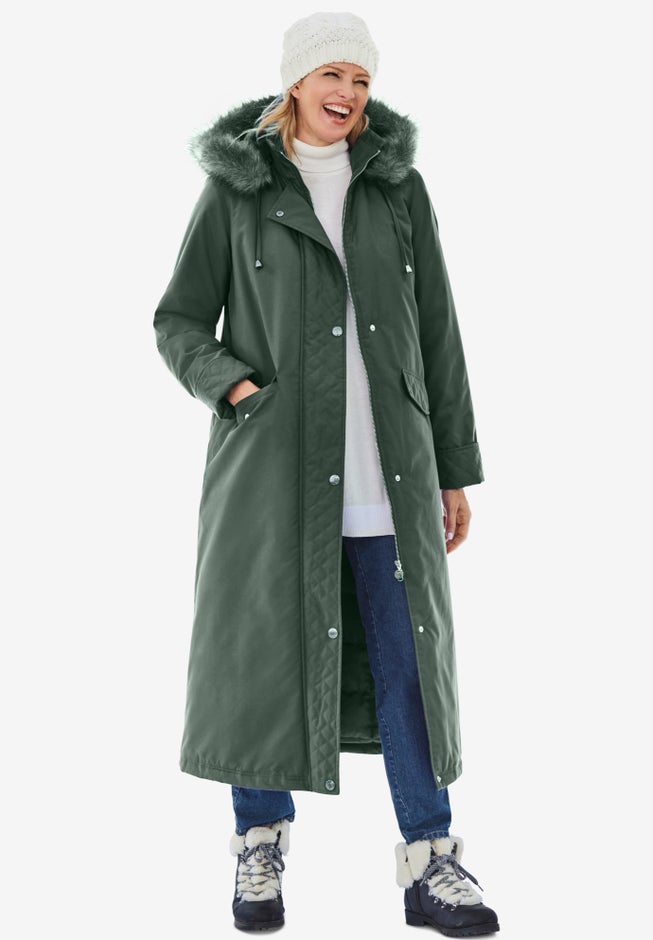 Long Hooded DTM Faux Down Parka Coat image number 0