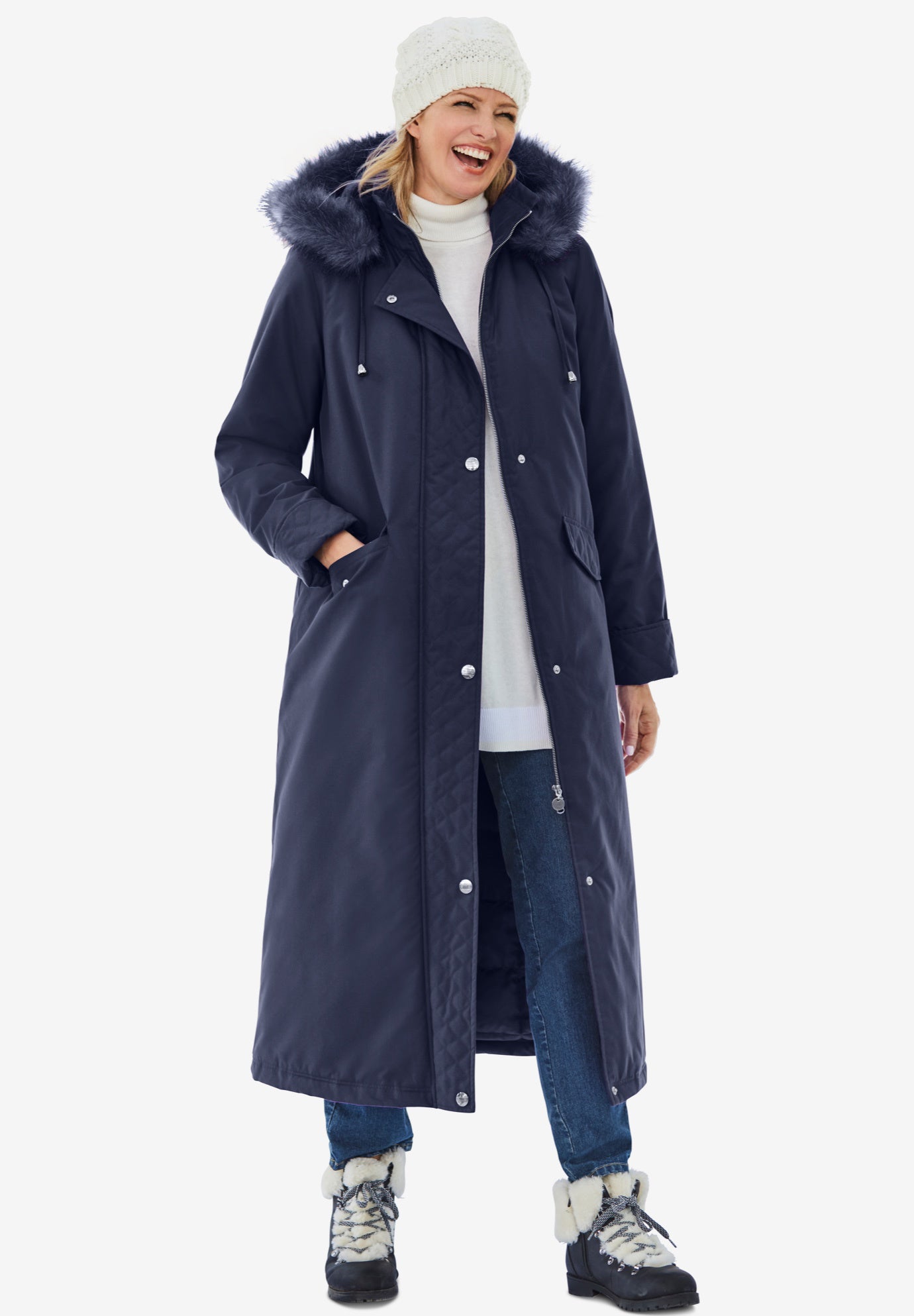 Long Hooded DTM Faux Down Parka Coat image number 0