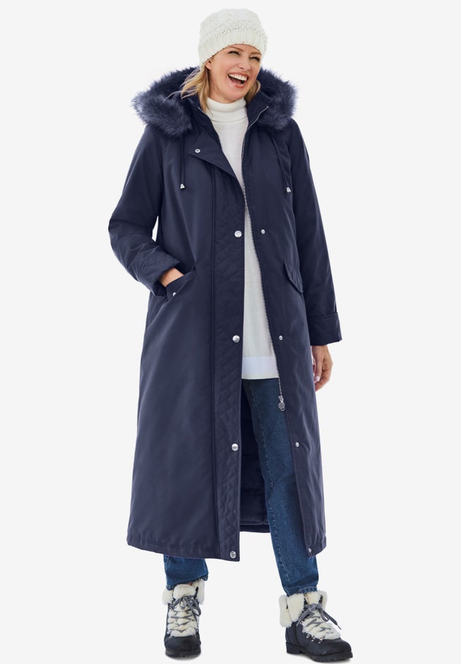 Long Hooded DTM Faux Down Parka Coat image number 0