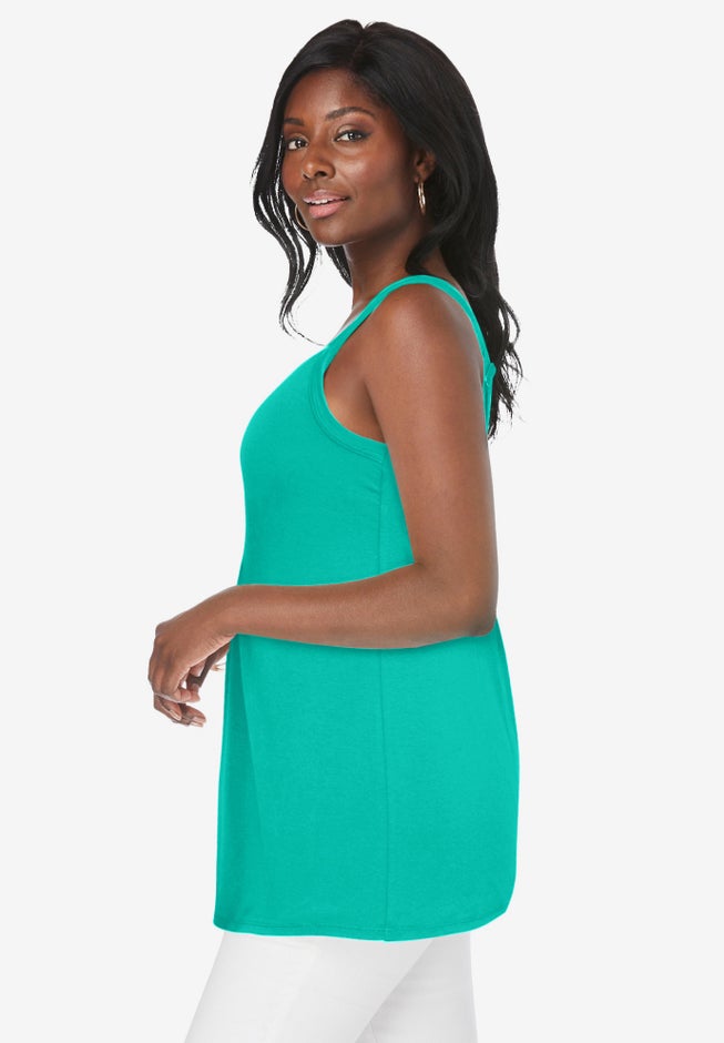 Stretch Cotton Shirred Tank image number 2