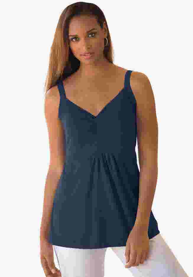 Stretch Cotton Shirred Tank image number 0