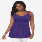 Stretch Cotton Shirred Tank image number null