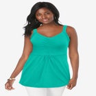 Stretch Cotton Shirred Tank image number null