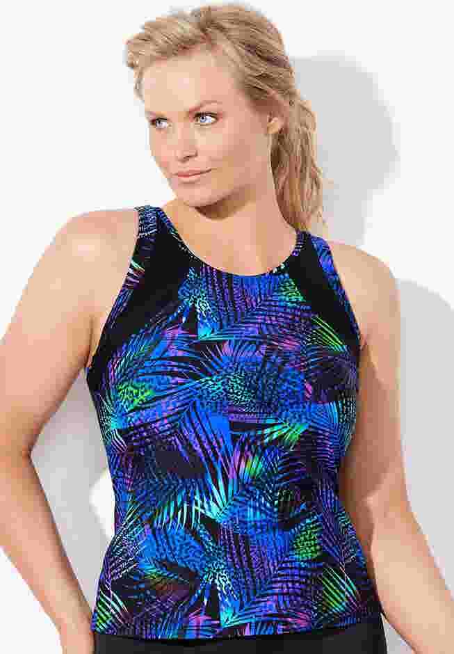 Chlorine Resistant High Neck Racerback Tankini Top image number 0