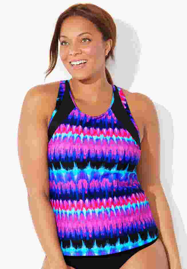 Chlorine Resistant High Neck Racerback Tankini Top image number 0