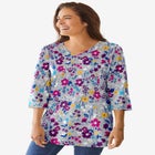 Perfect Printed Three-Quarter-Sleeve V-Neck Tunic image number null