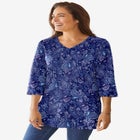 Perfect Printed Three-Quarter-Sleeve V-Neck Tunic image number 0