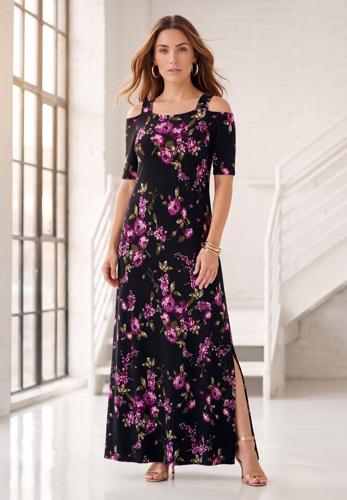 Plus Size Cold Shoulder Maxi Dress image number 0