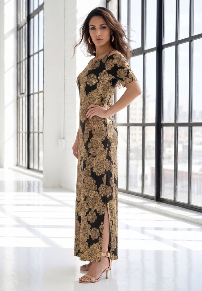 Plus Size Cold Shoulder Maxi Dress image number 2