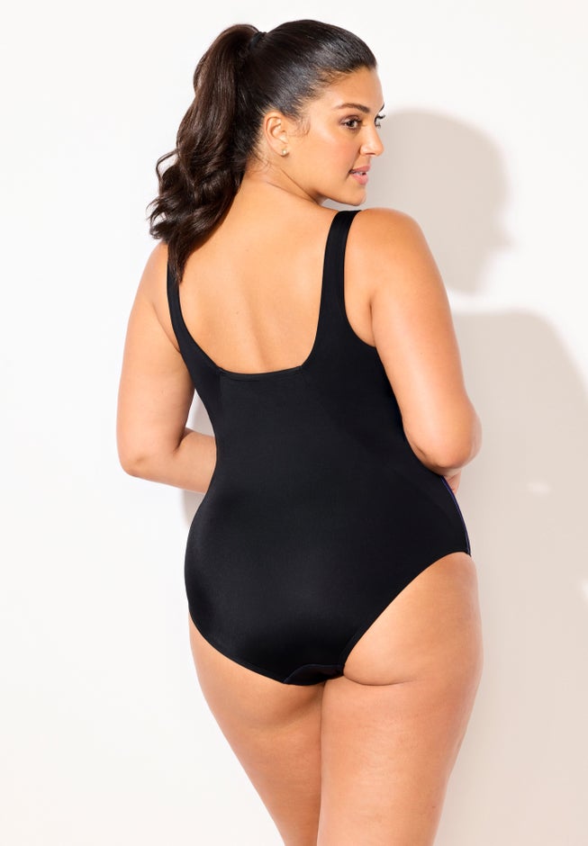 Chlorine Resistant Square Neck Tummy Control One Piece Swimsuit image number 1