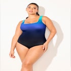 Chlorine Resistant Square Neck Tummy Control One Piece Swimsuit image number null