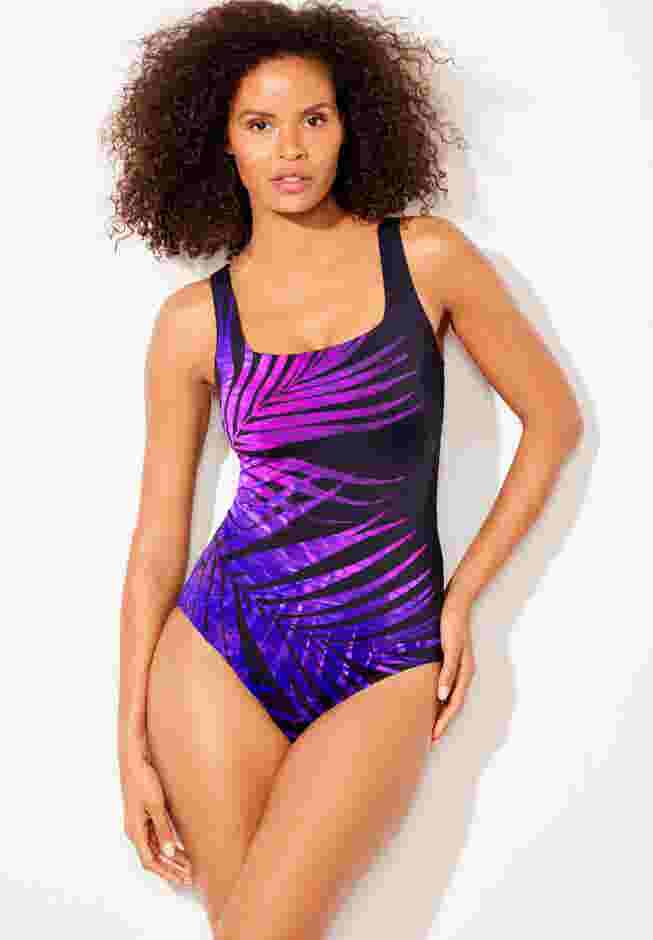 Chlorine Resistant Square Neck Tummy Control One Piece Swimsuit image number 0