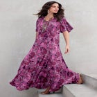 Plus Size Hand Crinkled Flutter-Sleeve Maxi Dress image number null