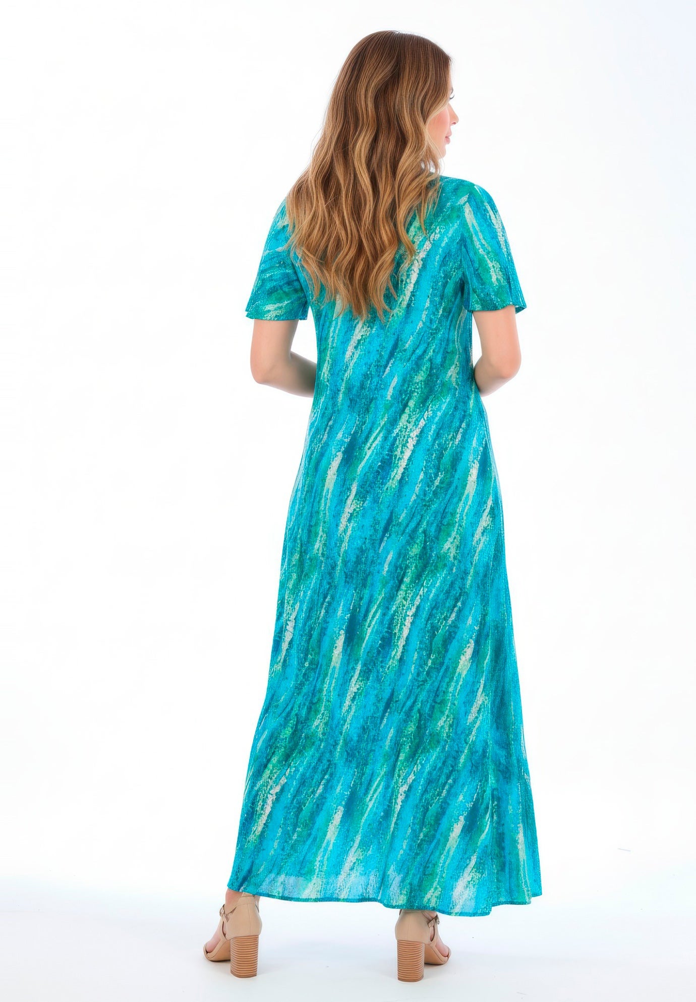 Plus Size Hand Crinkled Flutter-Sleeve Maxi Dress image number 1