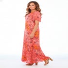 Plus Size Hand Crinkled Flutter-Sleeve Maxi Dress image number null