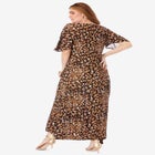 Plus Size Hand Crinkled Flutter-Sleeve Maxi Dress image number null