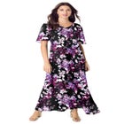 Plus Size Hand Crinkled Flutter-Sleeve Maxi Dress image number null