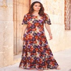 Plus Size Hand Crinkled Flutter-Sleeve Maxi Dress image number null