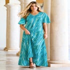 Plus Size Hand Crinkled Flutter-Sleeve Maxi Dress image number null