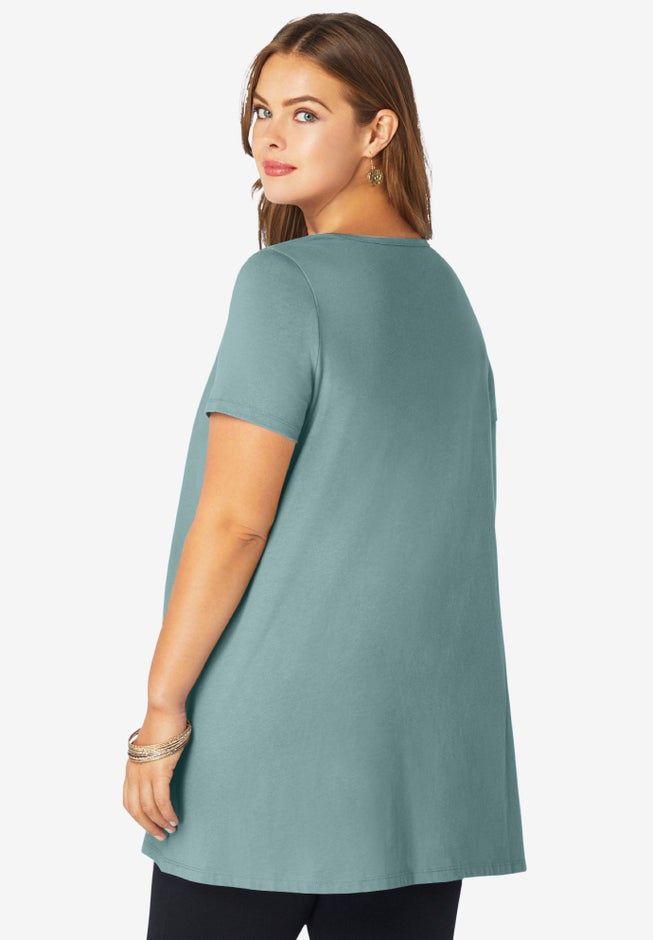Plus Size Cotton Ultimate Scoopneck Swing Tunic image number 1
