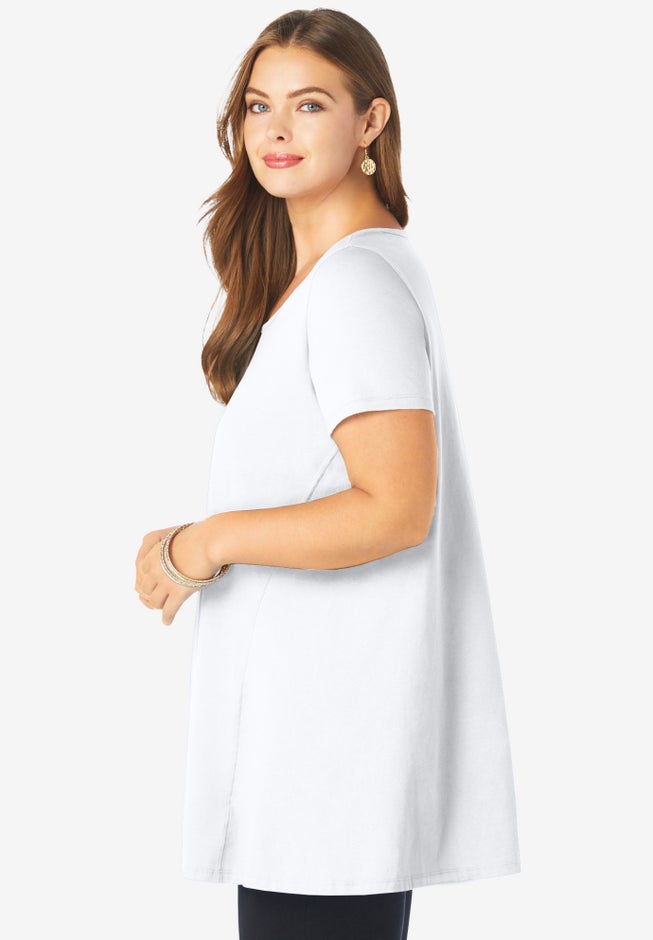Plus Size Cotton Ultimate Scoopneck Swing Tunic image number 2