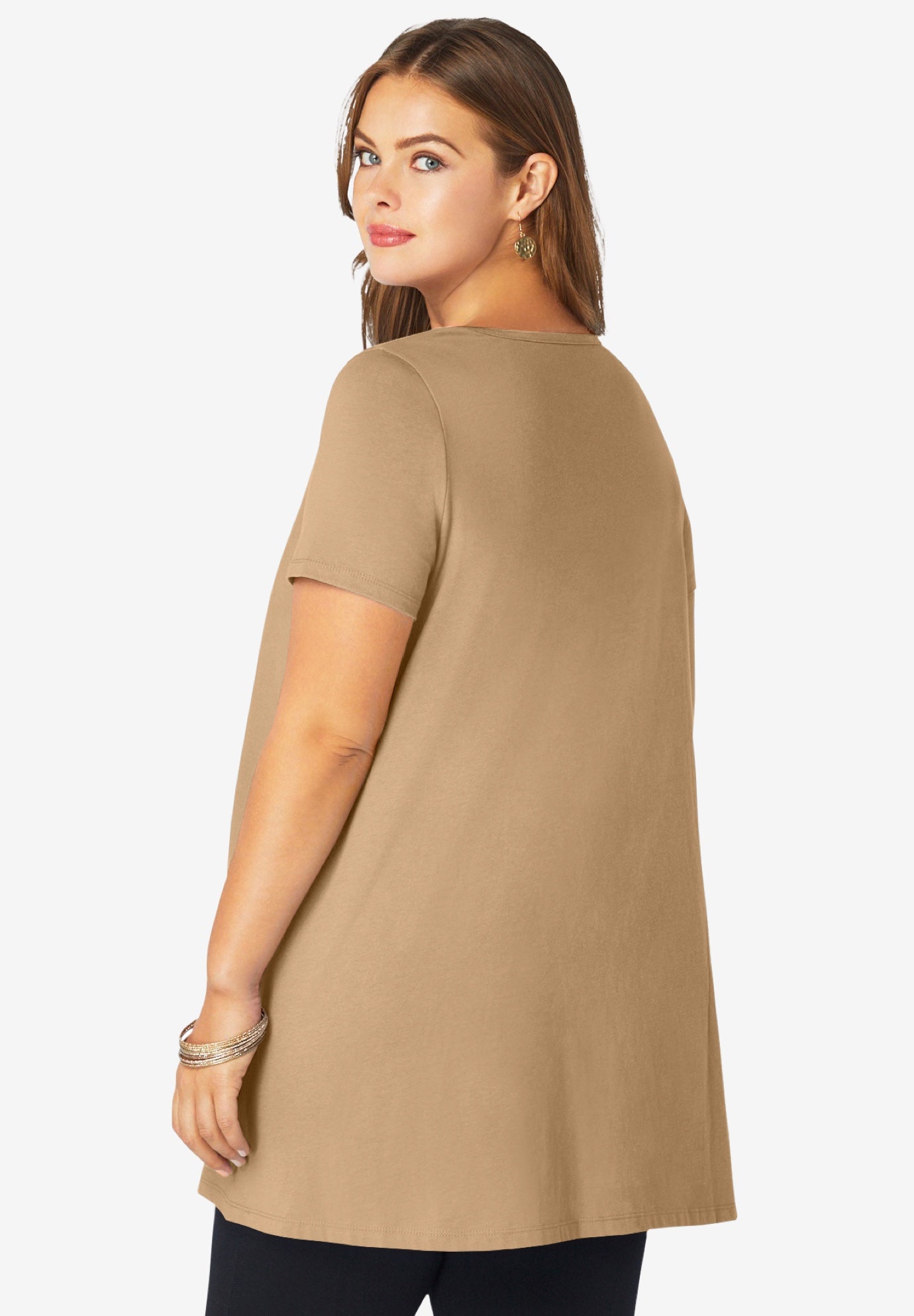 Plus Size Cotton Ultimate Scoopneck Swing Tunic image number 1