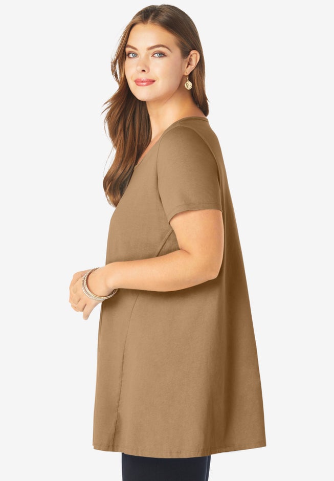 Plus Size Cotton Ultimate Scoopneck Swing Tunic image number 2