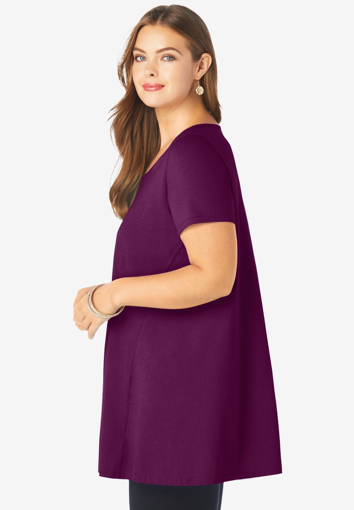 Plus Size Cotton Ultimate Scoopneck Swing Tunic image number 2