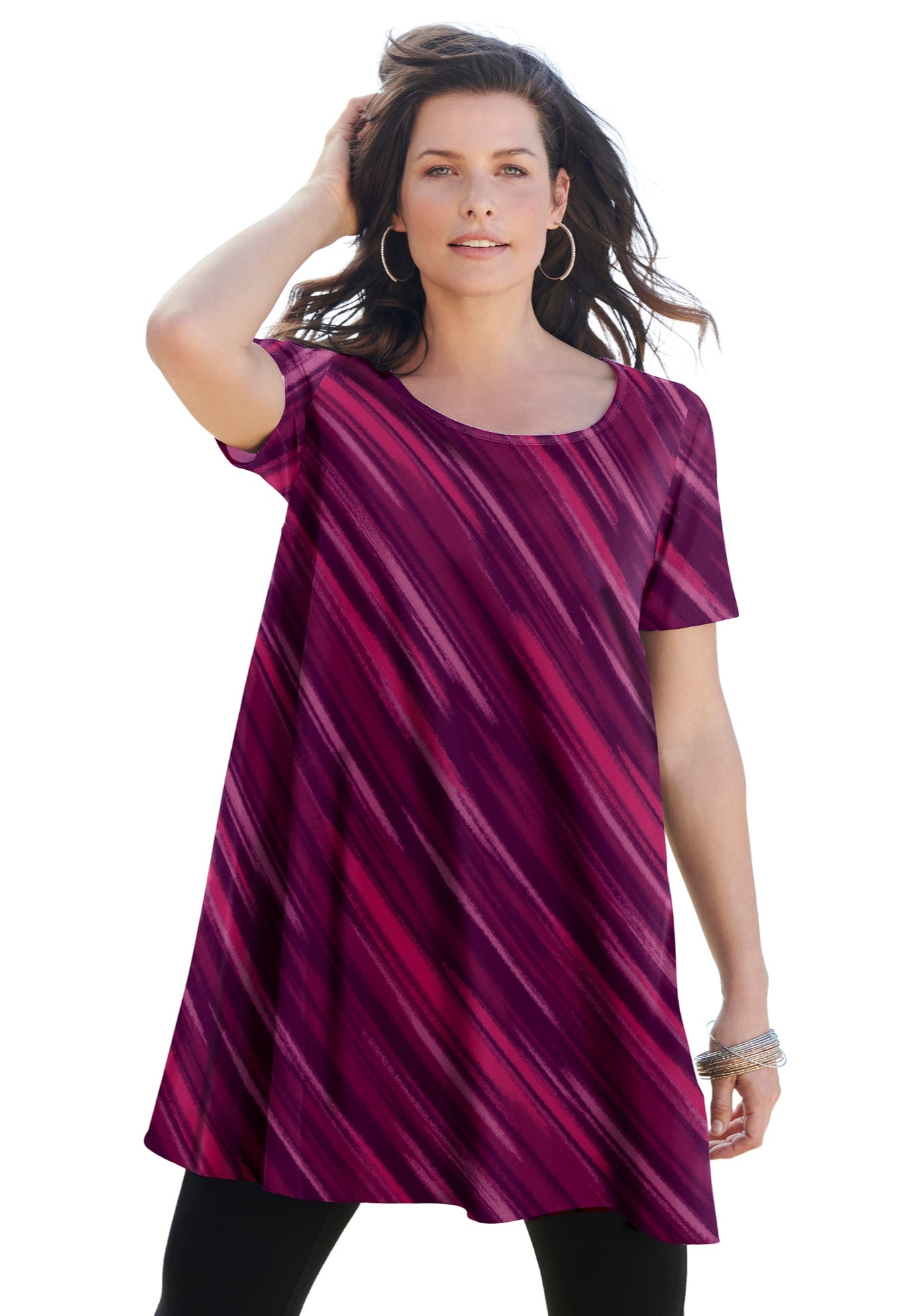 Plus Size Cotton Ultimate Scoopneck Swing Tunic image number 1