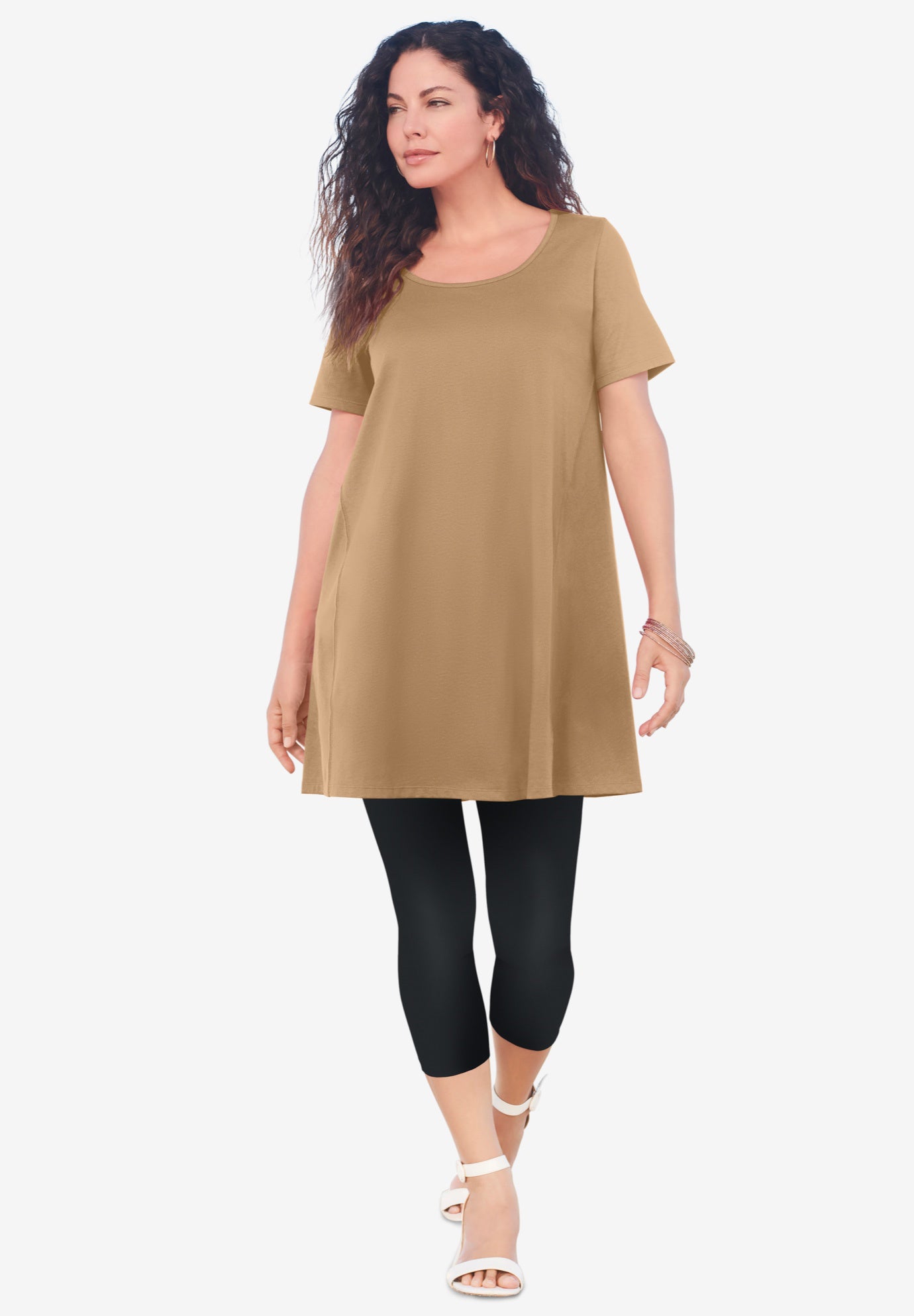Plus Size Cotton Ultimate Scoopneck Swing Tunic image number 0