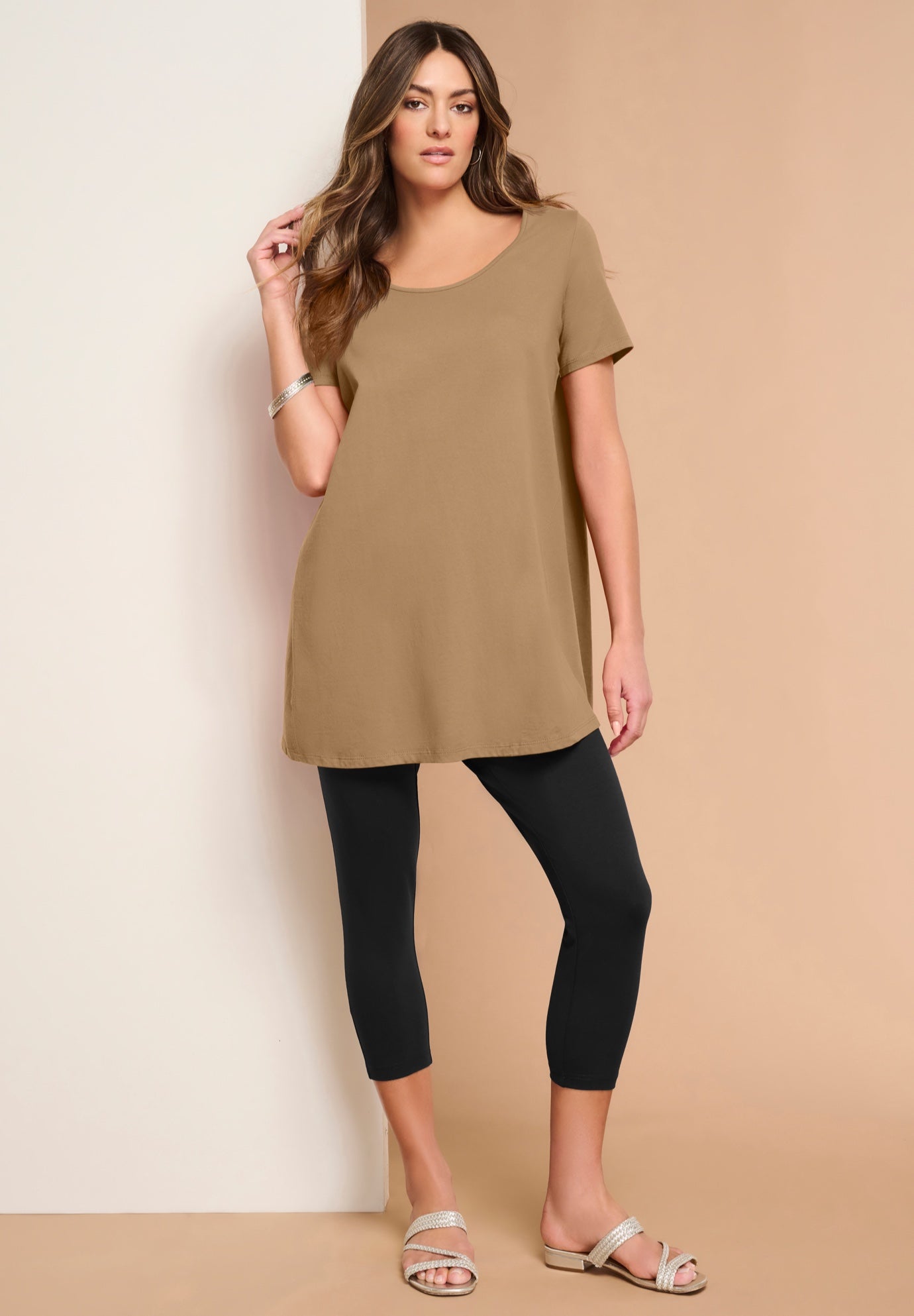 Plus Size Cotton Ultimate Scoopneck Swing Tunic image number 0