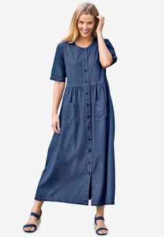 Short-Sleeve Denim Dress