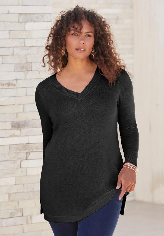 Plus Size CashMORE V-Neck Sweater image number 0