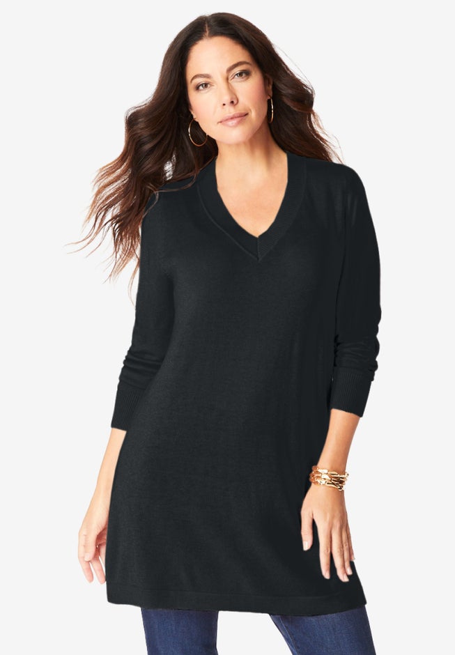 Plus Size CashMORE V-Neck Sweater image number 1