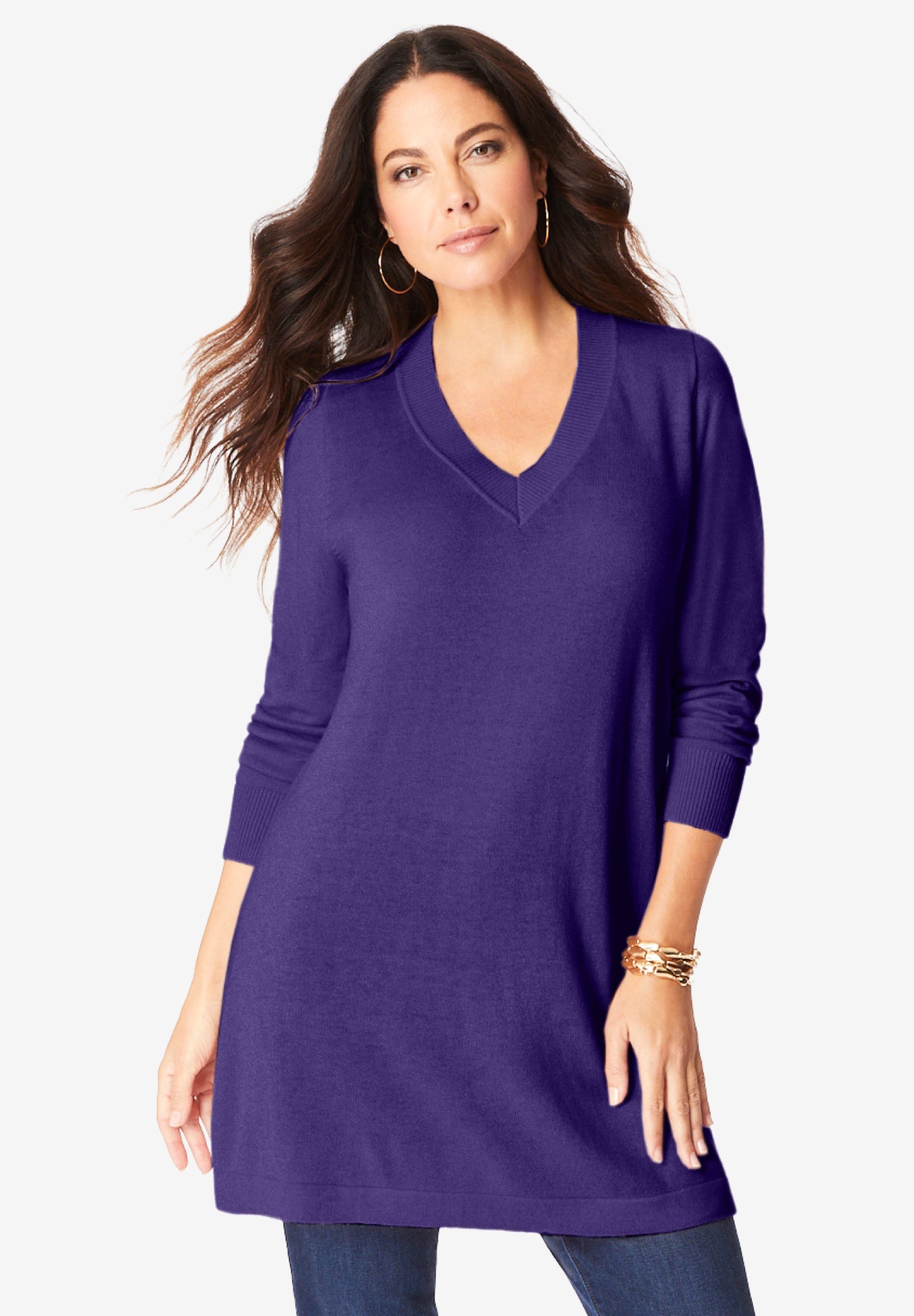 Plus Size CashMORE V-Neck Sweater image number 1