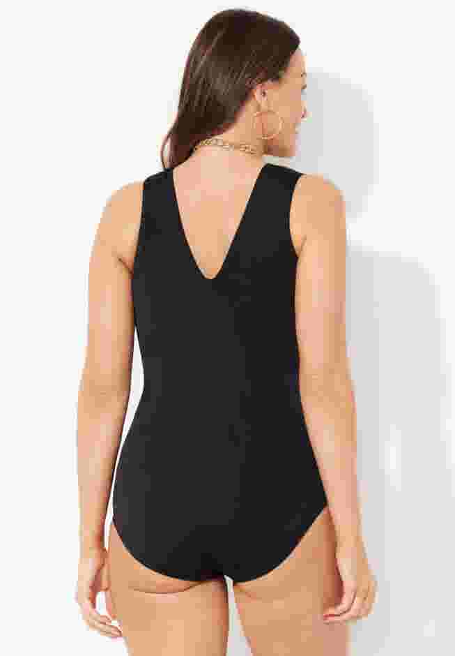 Surplice Sarong Front One Piece Swimsuit image number 1
