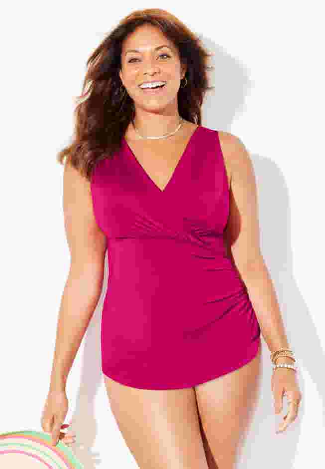 Surplice Sarong Front One Piece Swimsuit image number 0