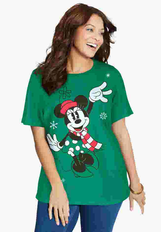 Disney Women's Short Sleeve Christmas Minnie Tee image number 0