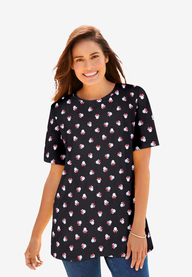 Disney Women's Short Sleeve Allover Print Minnie Tee image number null