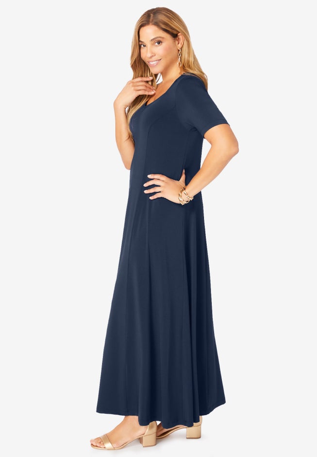 Stretch Knit Sweetheart Maxi Dress image number 3