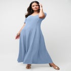 Stretch Knit Sweetheart Maxi Dress image number null