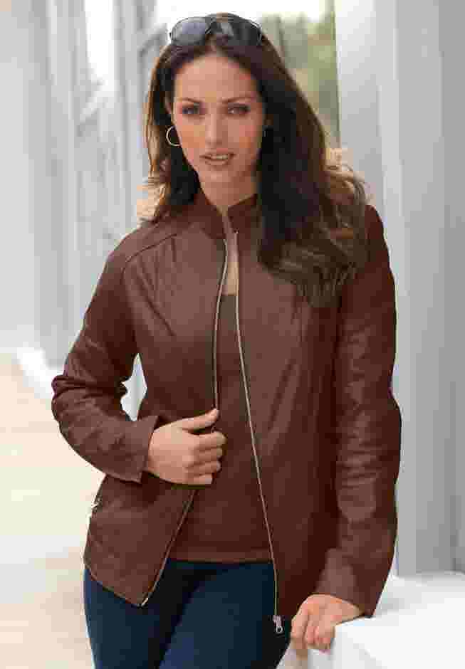 Zip Front Leather Jacket image number 0