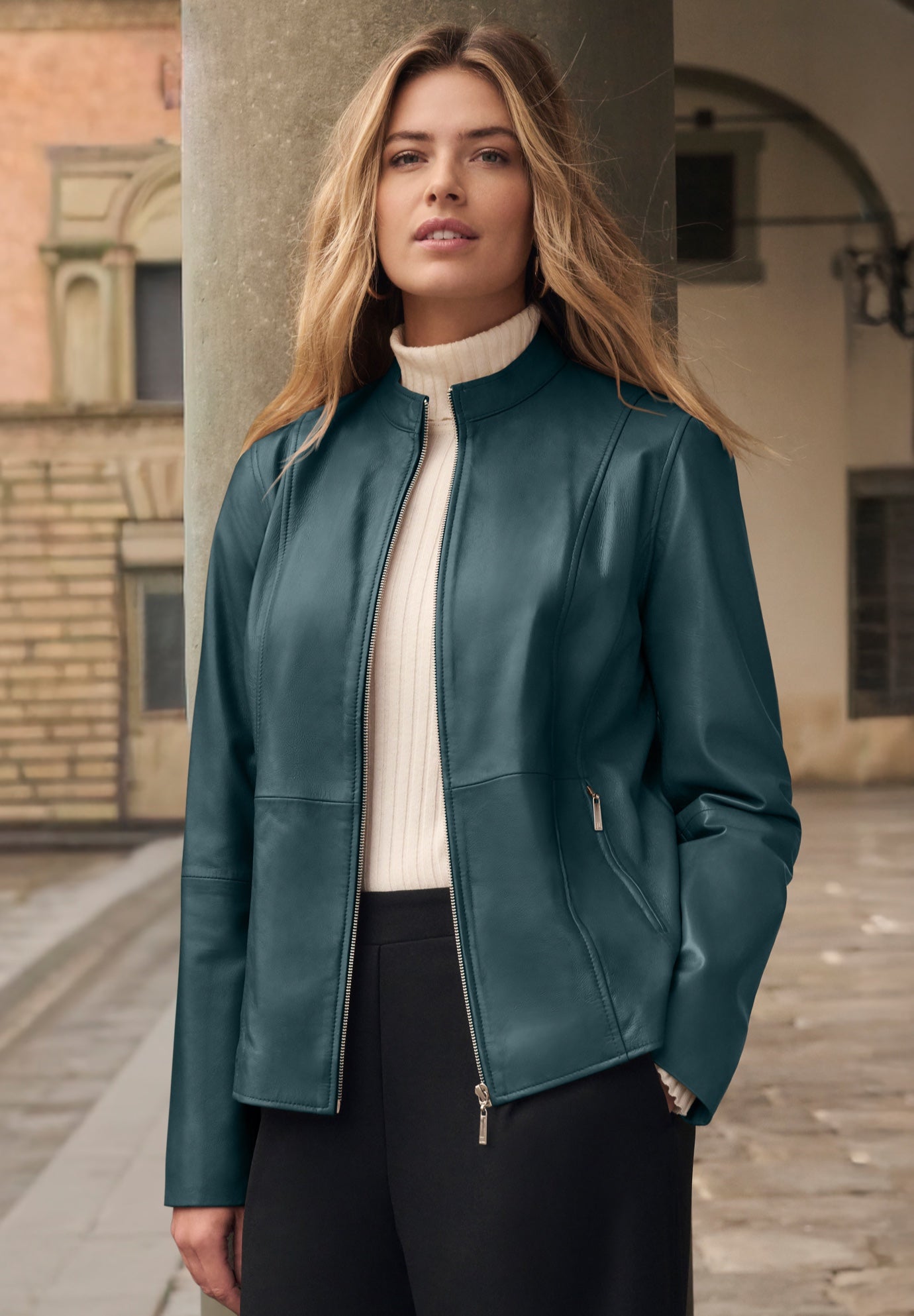 Zip Front Leather Jacket image number 0